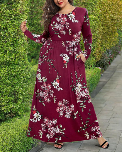 Women'S plus Size Maxi Dresses for Curvy Women Long Sleeve Casual Dress