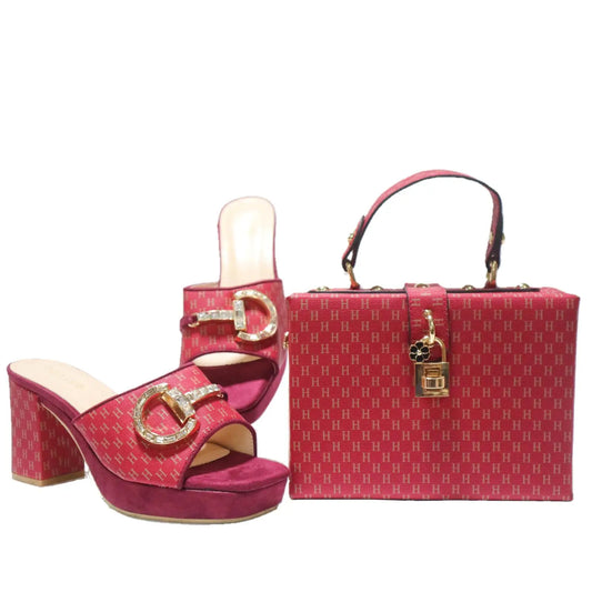 Block heels with matching Handbags