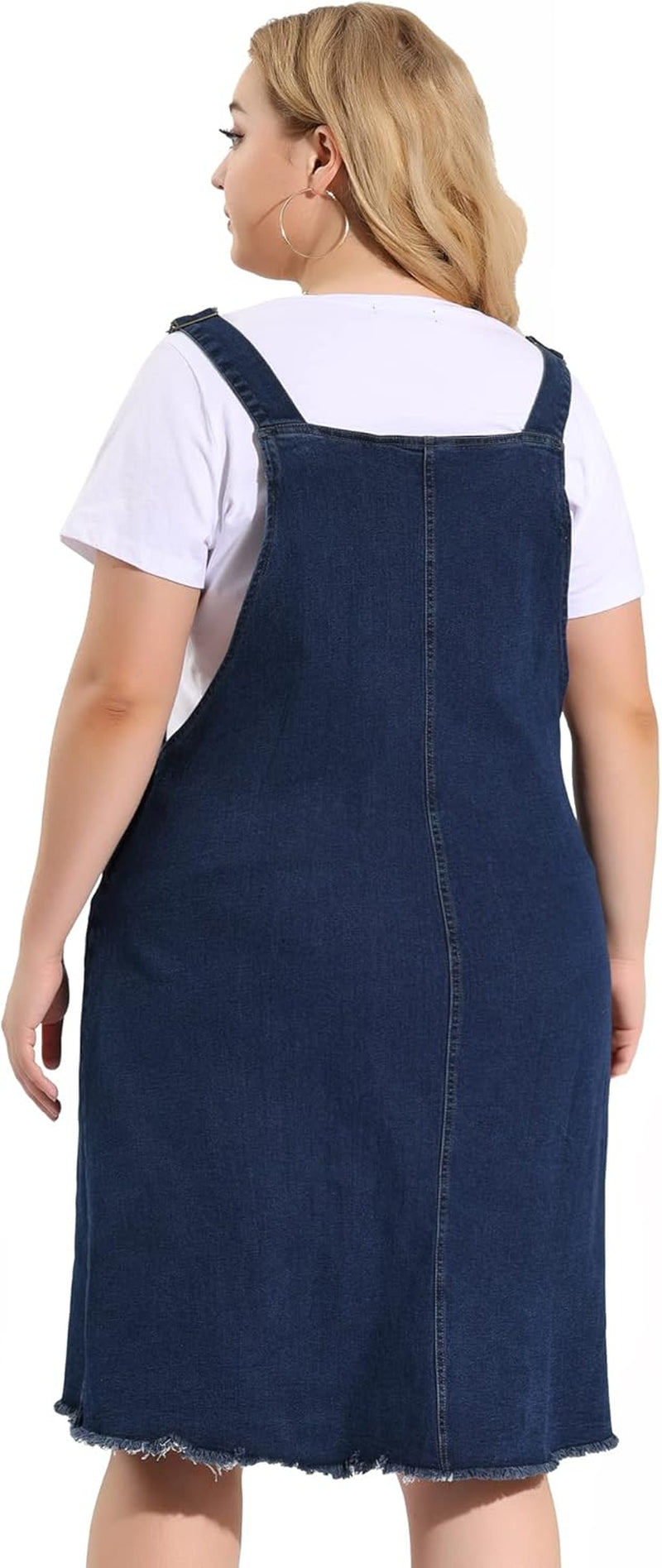 plus Size Women'S Overall Denim Dresses Frayed Adjustable Denim Jean Straps Suspender Dress 2024 Summer