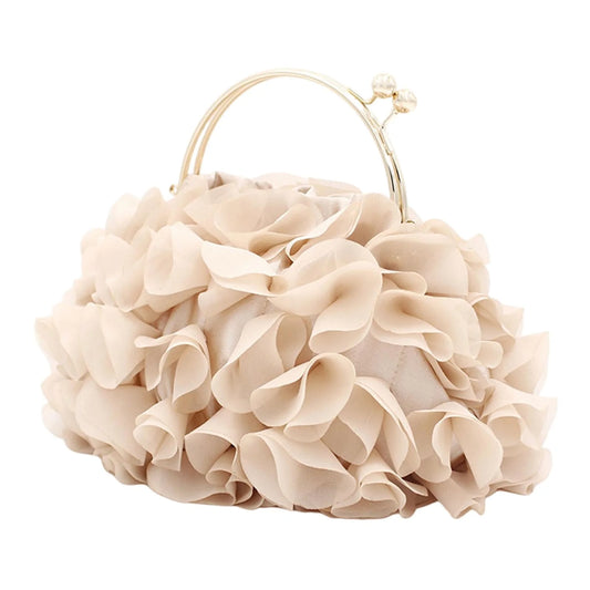 Women Satin Evening Bags Flower Clutch Purses for Wedding Party Formal Dressy Handbag with Shoulder Chain